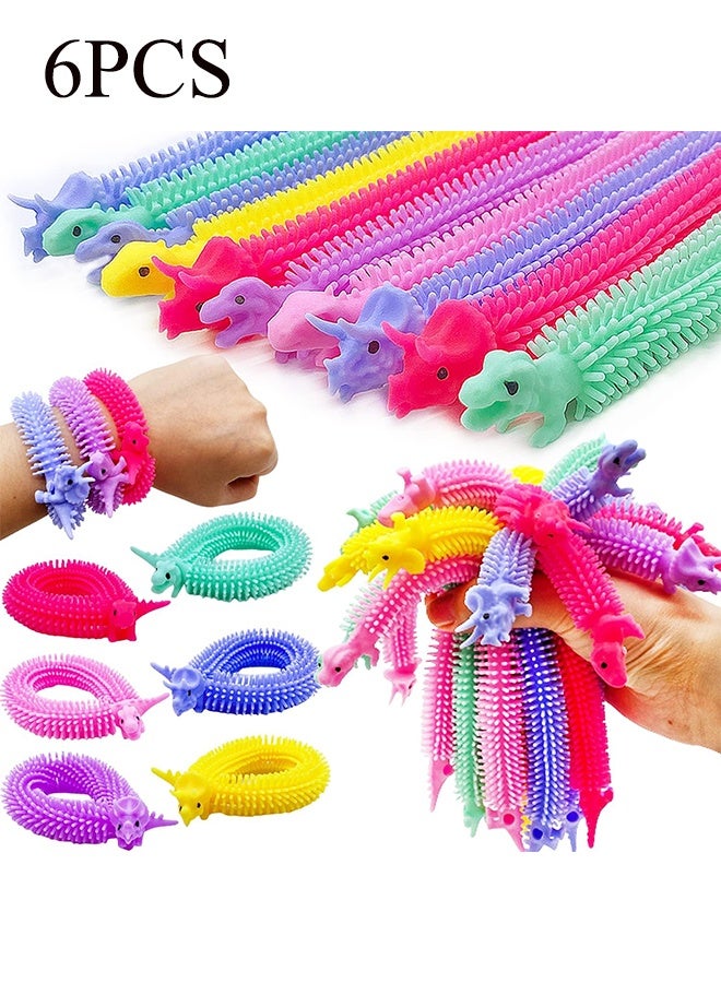 واي جيه ٦ قطع من ألعاب الديناصور المطاطية المرنة للتسلية الحسية، ألعاب استرخاء للأطفال والبالغين لتخفيف التوتر، مواد لملء الحقائب الصغيرة، وهدايا للحفلات (ألوان عشوائية) - Image 1